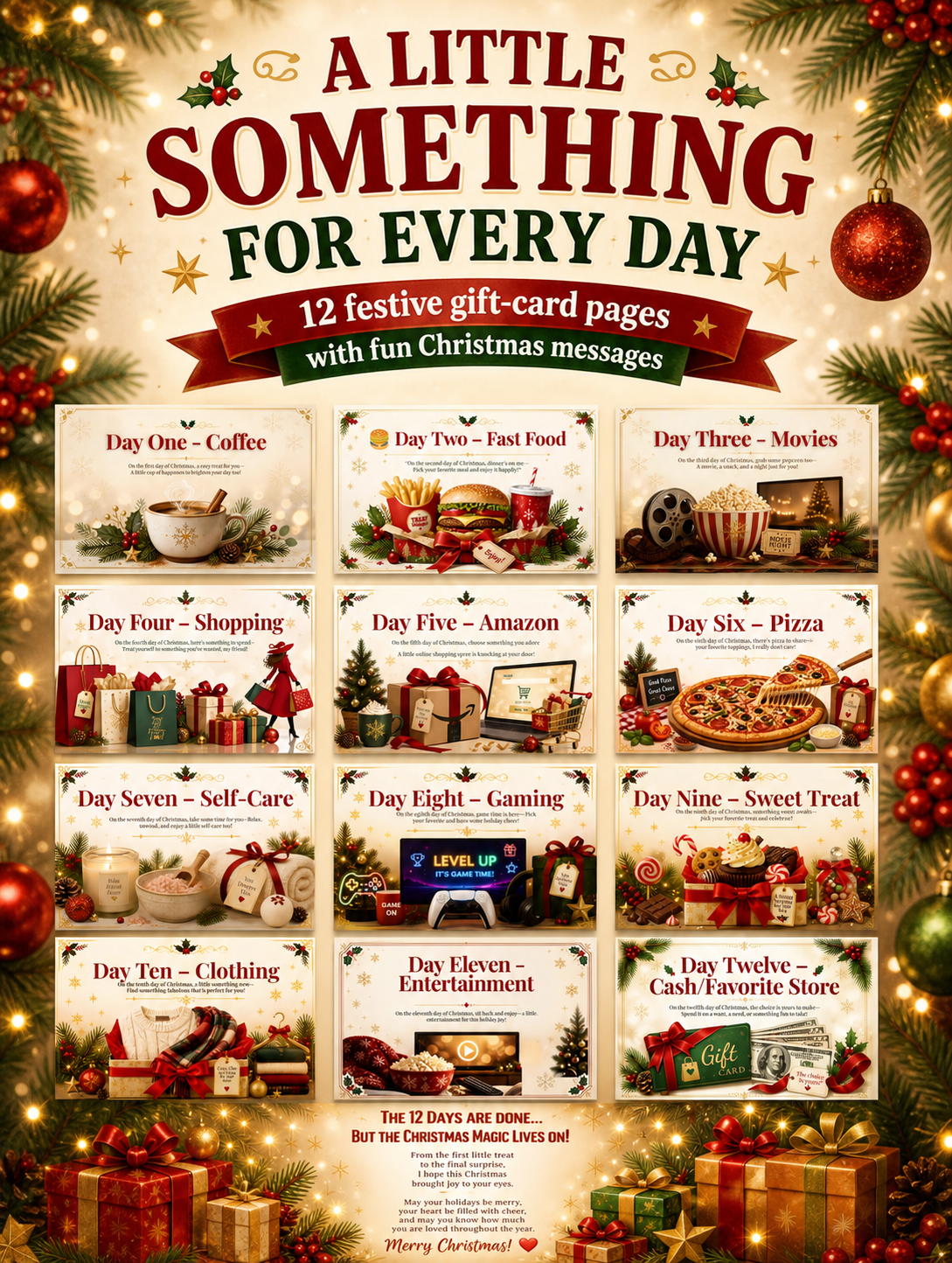 12 Days of Christmas Gift Card Book | Money Holder, Holiday Surprise Pages