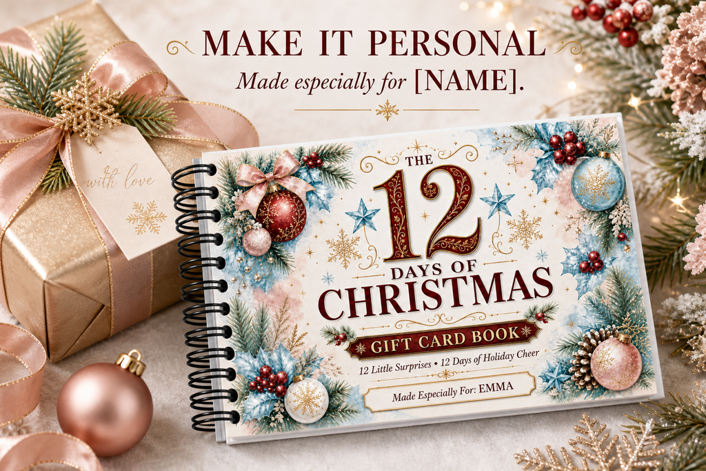 12 Days of Christmas Gift Card Book | Money Holder, Holiday Surprise Pages