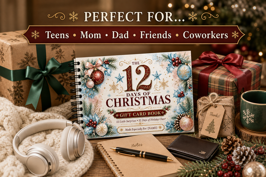 12 Days of Christmas Gift Card Book | Money Holder, Holiday Surprise Pages