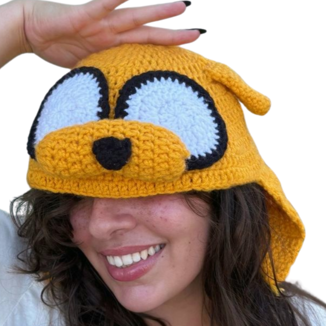 Crochet Dog Character Hat | Cartoon Cosplay Beanie for Kids & Adults | Sizes Newborn to Adult | Jake