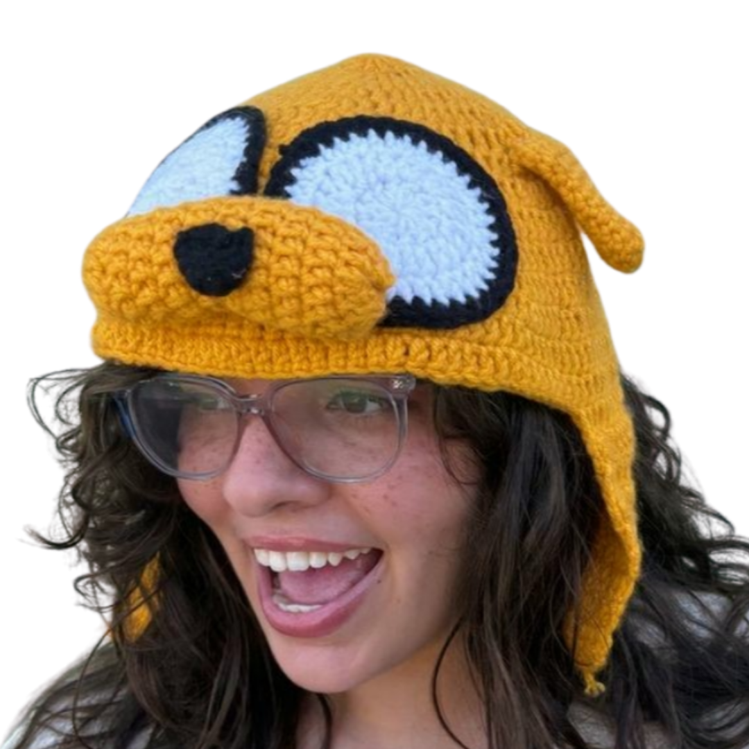 Crochet Dog Character Hat | Cartoon Cosplay Beanie for Kids & Adults | Sizes Newborn to Adult | Jake