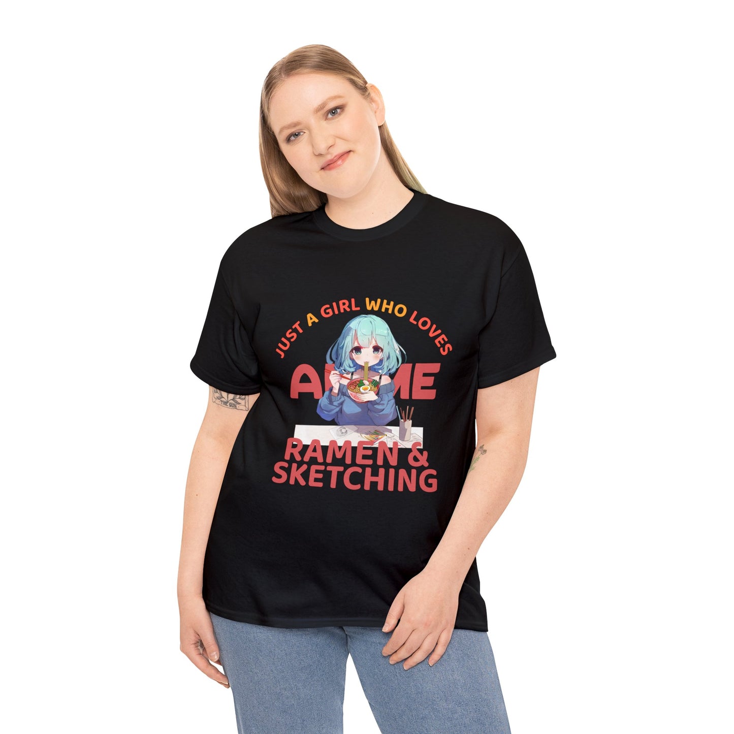 Just a Girl Who Loves Anime Ramen and Sketching | Just a Girl Who Loves Themed Graphic T-Shirt | Gift for Her