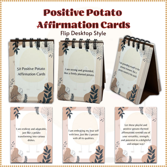 Flip Desktop 50 Positive Potato Affirmation Cards for Growth and Goodness