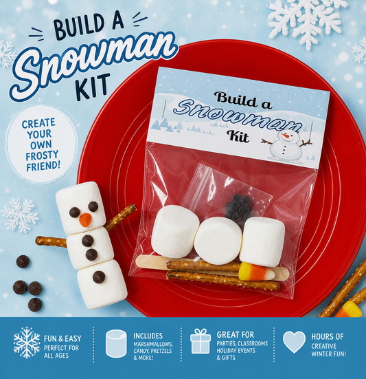 Build a Snowman Kit | Edible Snowman Treats | Party Treat Bags | Classroom Activity | Party Favors | Marshmallow Treats | Stocking Stuffer