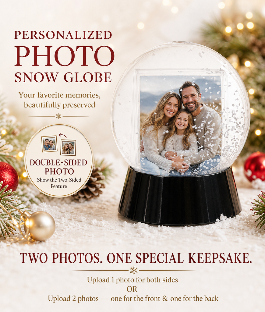 Personalized Photo Snow Globe, Double-Sided Custom Picture Keepsake