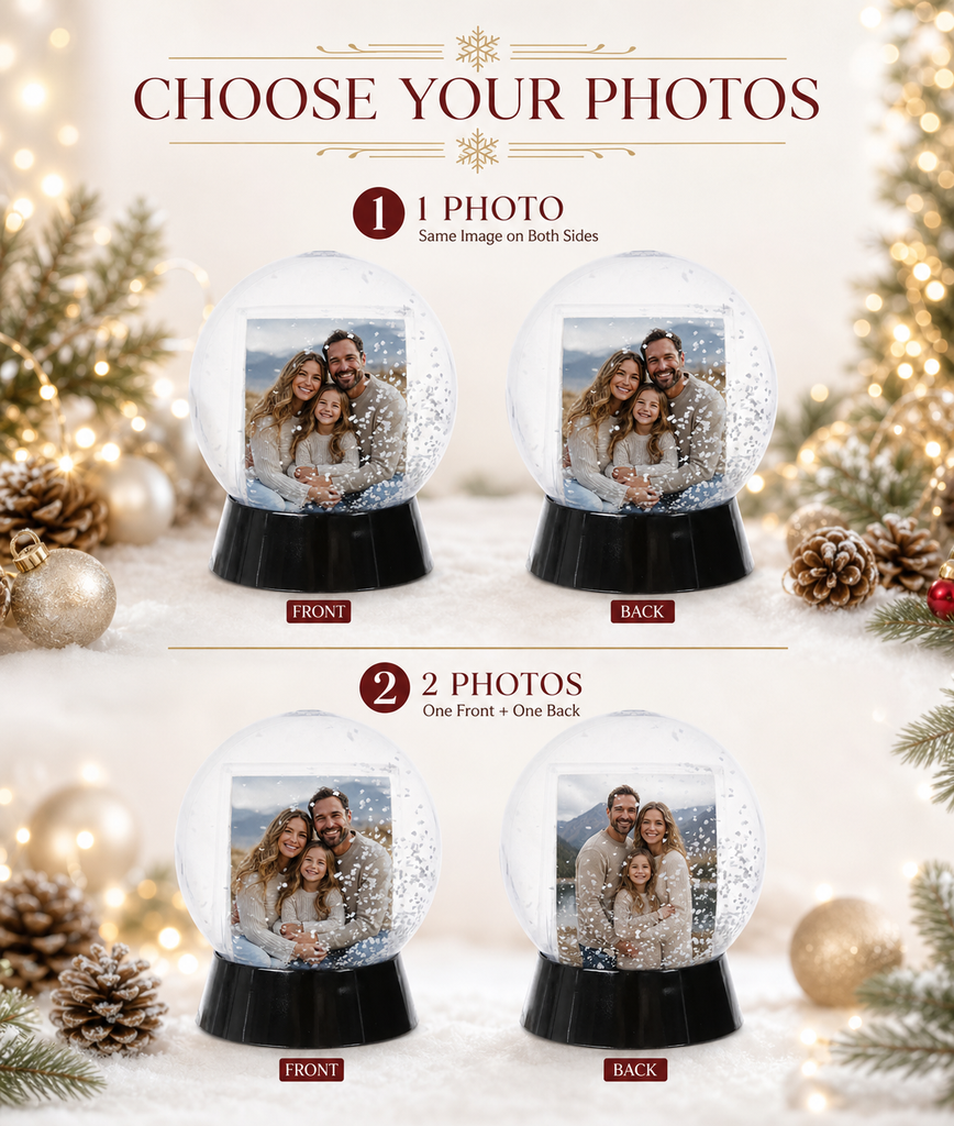 Personalized Photo Snow Globe, Double-Sided Custom Picture Keepsake