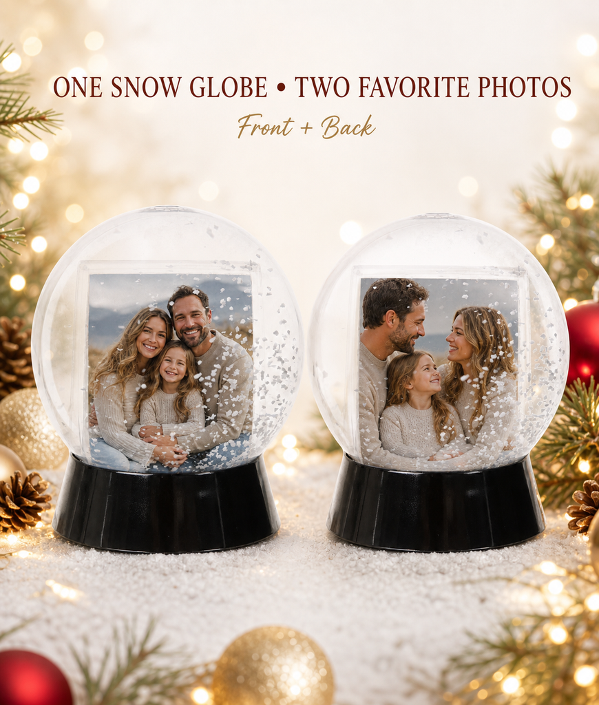 Personalized Photo Snow Globe, Double-Sided Custom Picture Keepsake