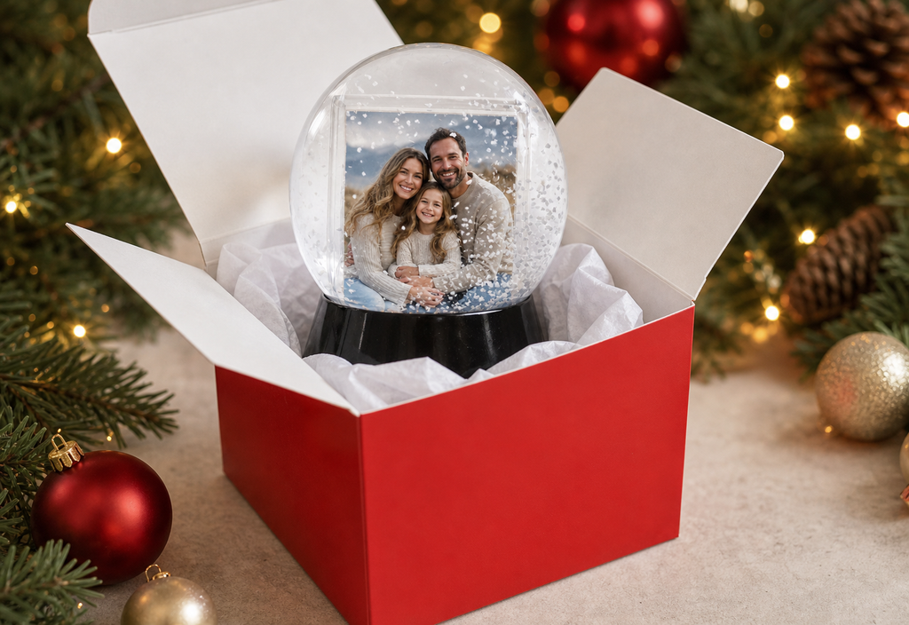 Personalized Photo Snow Globe, Double-Sided Custom Picture Keepsake