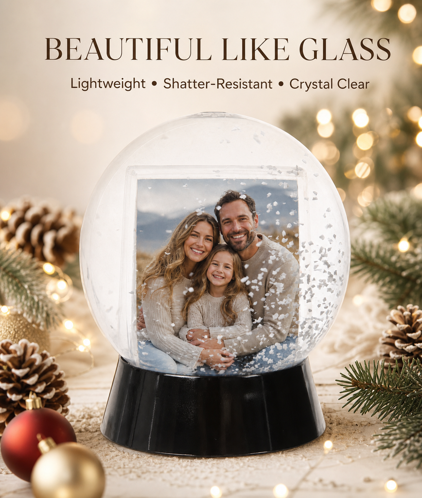 Personalized Photo Snow Globe, Double-Sided Custom Picture Keepsake