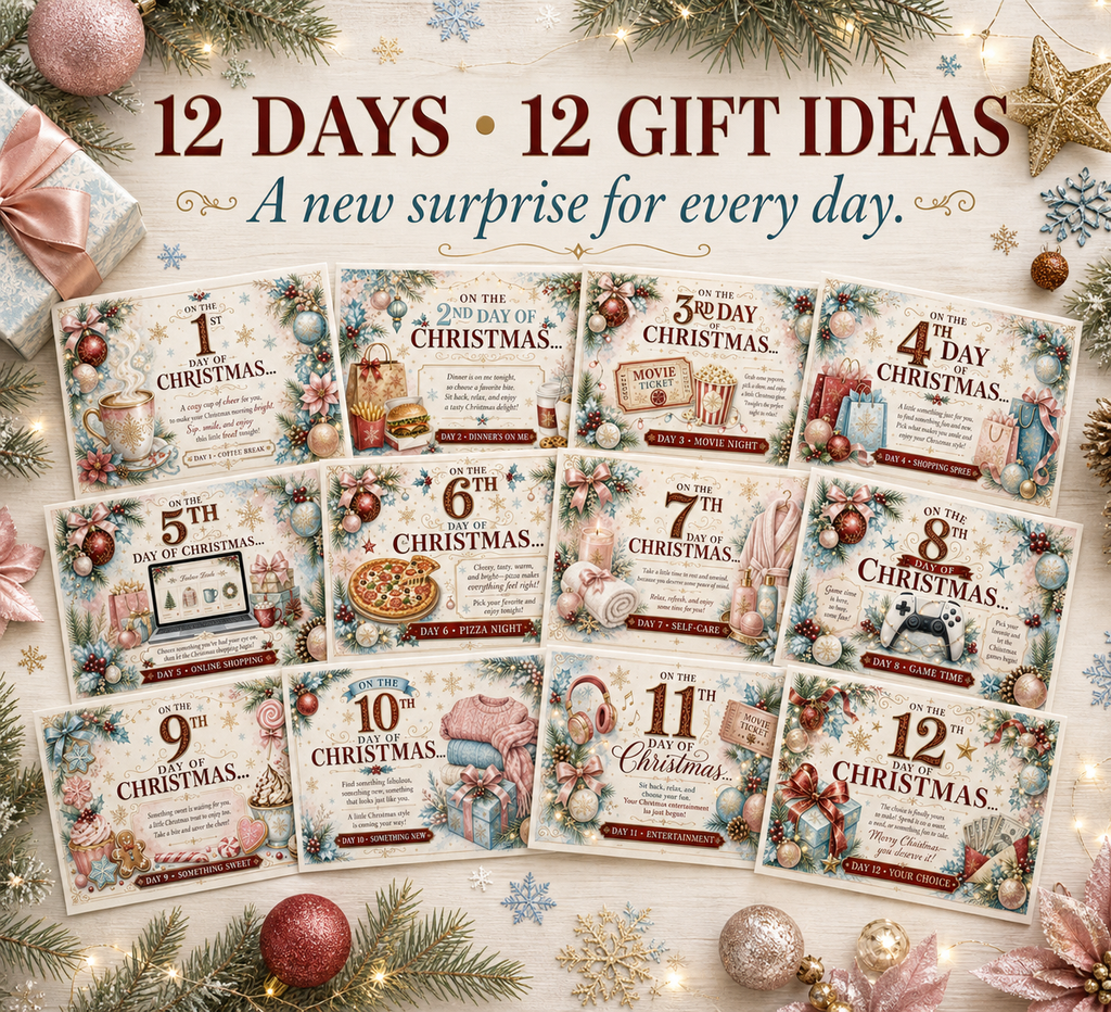 12 Days of Christmas Gift Card Book | Money Holder, Holiday Surprise Pages