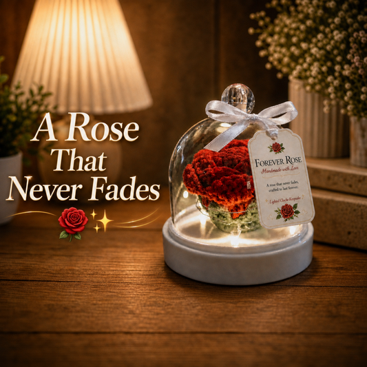 Crochet Forever Rose Lighted Cloche | Romantic Keepsake Night Light