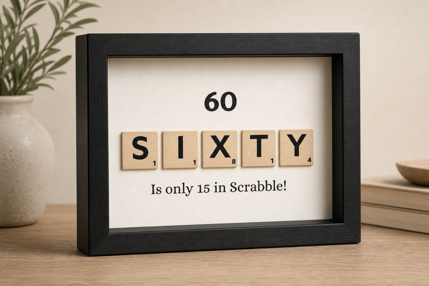 Custom Milestone Age Scrabble Shadow Box | 50th 60th 70th 80th 90th Keepsake | Personalized Birthday Gift