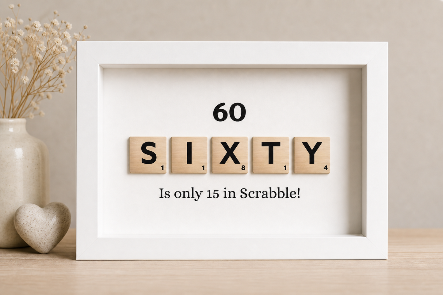 Custom Milestone Age Scrabble Shadow Box | 50th 60th 70th 80th 90th Keepsake | Personalized Birthday Gift