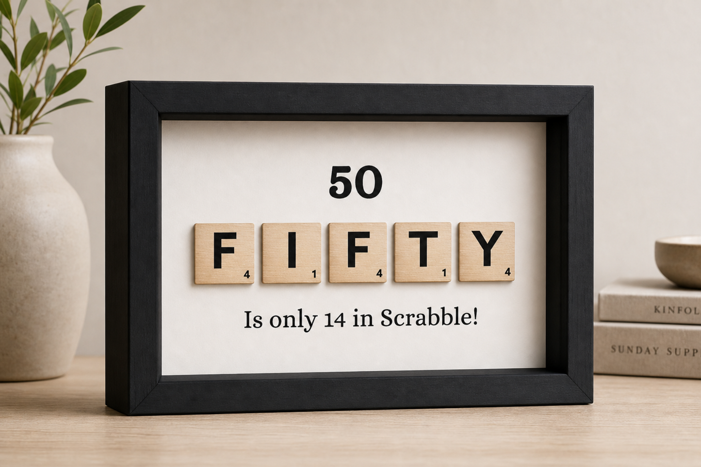 Custom Milestone Age Scrabble Shadow Box | 50th 60th 70th 80th 90th Keepsake | Personalized Birthday Gift