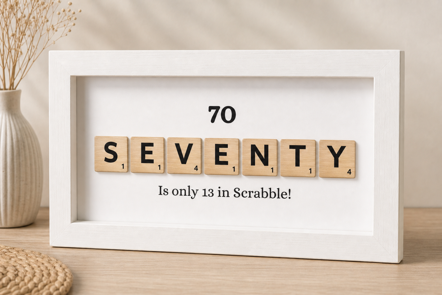 Custom Milestone Age Scrabble Shadow Box | 50th 60th 70th 80th 90th Keepsake | Personalized Birthday Gift