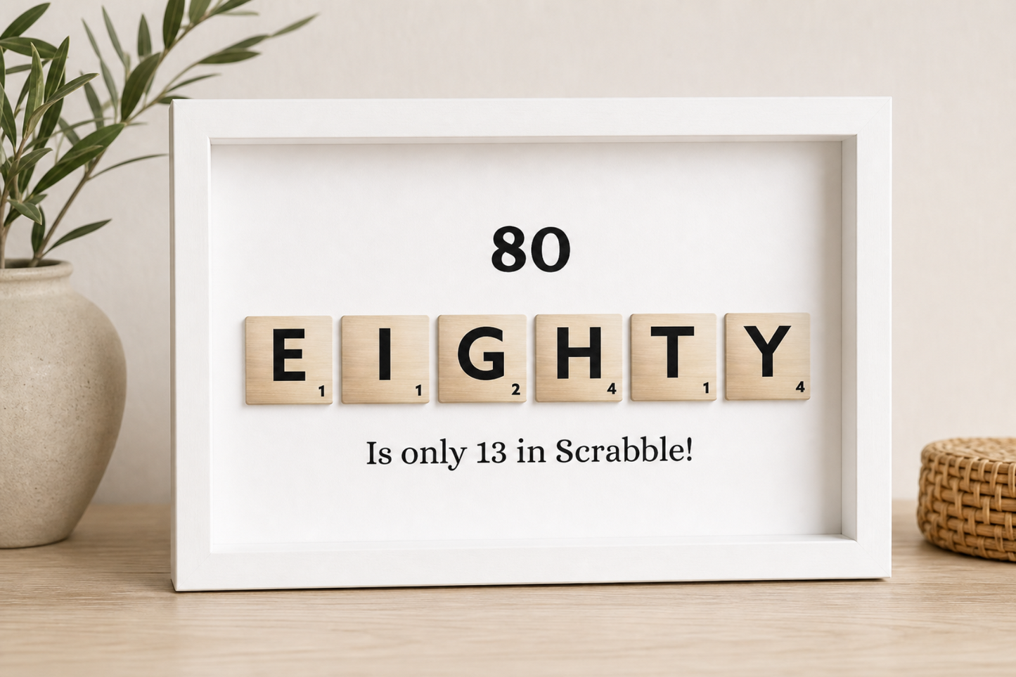 Custom Milestone Age Scrabble Shadow Box | 50th 60th 70th 80th 90th Keepsake | Personalized Birthday Gift
