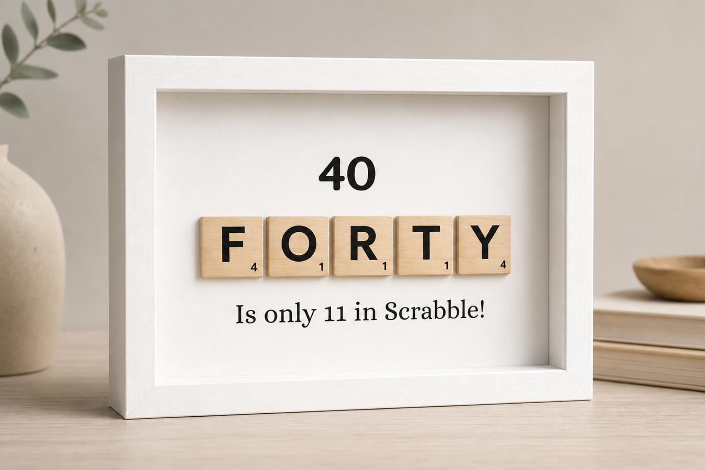 Custom Milestone Age Scrabble Shadow Box | 30th 40th 50th 60th 70th 80th 90th Keepsake | Personalized Birthday Gift