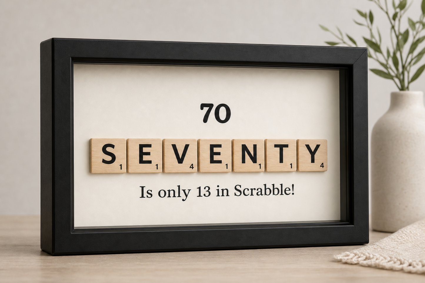 Custom Milestone Age Scrabble Shadow Box | 30th 40th 50th 60th 70th 80th 90th Keepsake | Personalized Birthday Gift