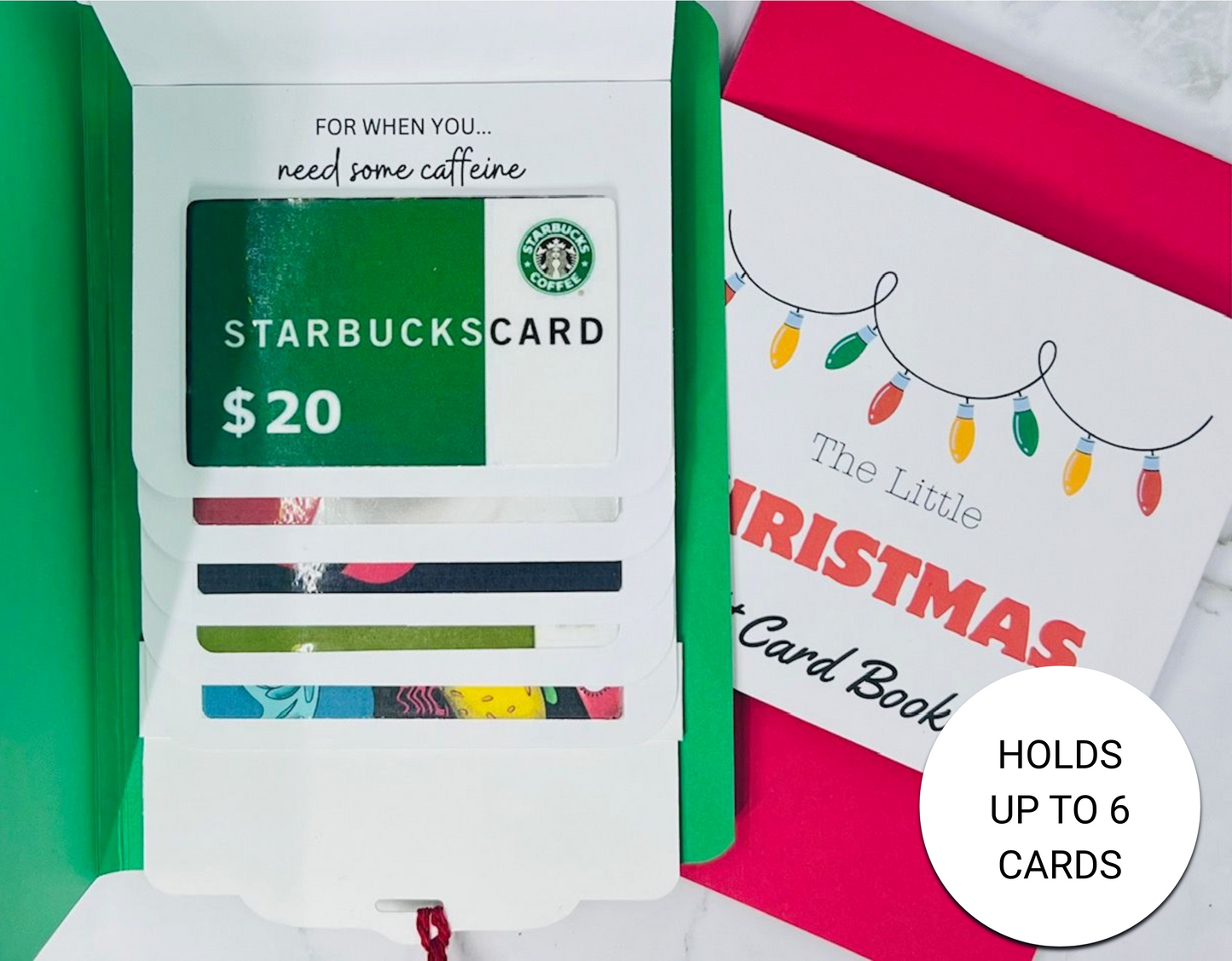 Christmas Waterfall Gift Card Booklet | Holiday Cash & Gift Card Holder | Stocking Stuffer | Holds Up to 6 Gift Cards or Cash