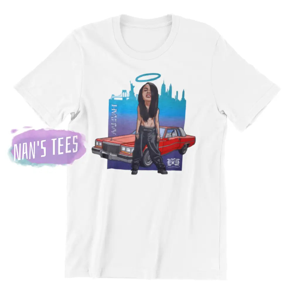 Aaliyah Animated Graphic T-Shirt White / Small