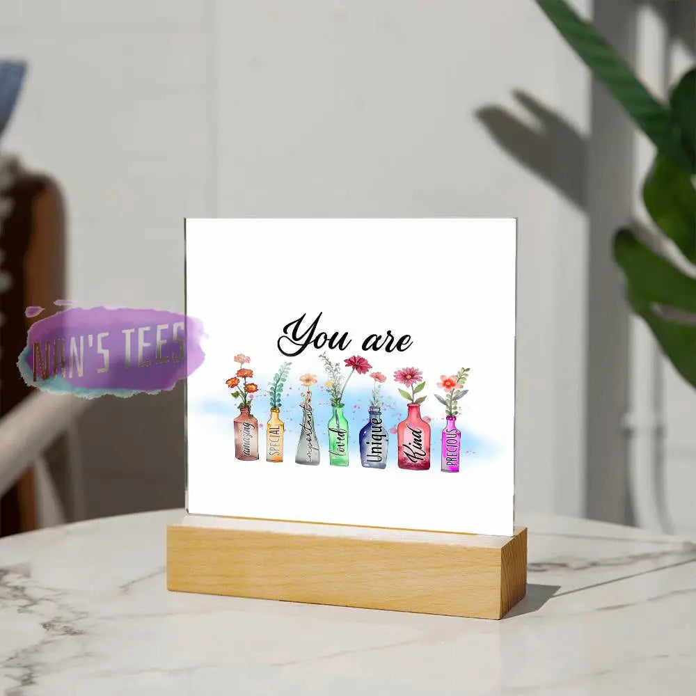 Acrylic Square Plaque | You Are Amazing Important Special Loved Unique Kind Precious Home Decor