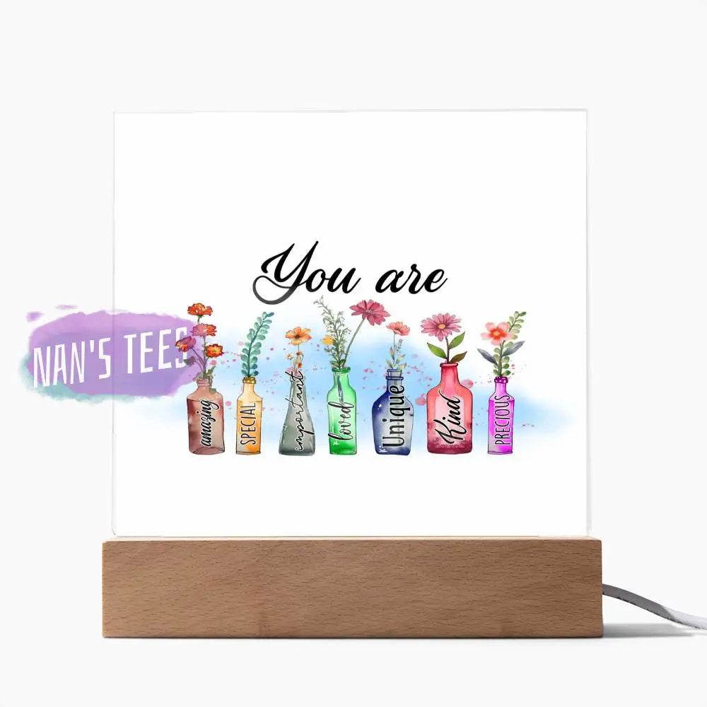 Acrylic Square Plaque | You Are Amazing Important Special Loved Unique Kind Precious Home Decor