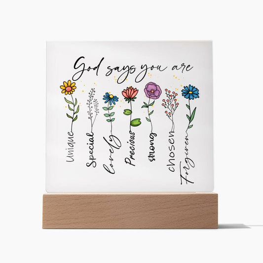 God Says You Are - Acrylic Plaque | Custom Plaque | Gift Plaque for Her | Gift for Him | Birthday Gift | Christian Gift