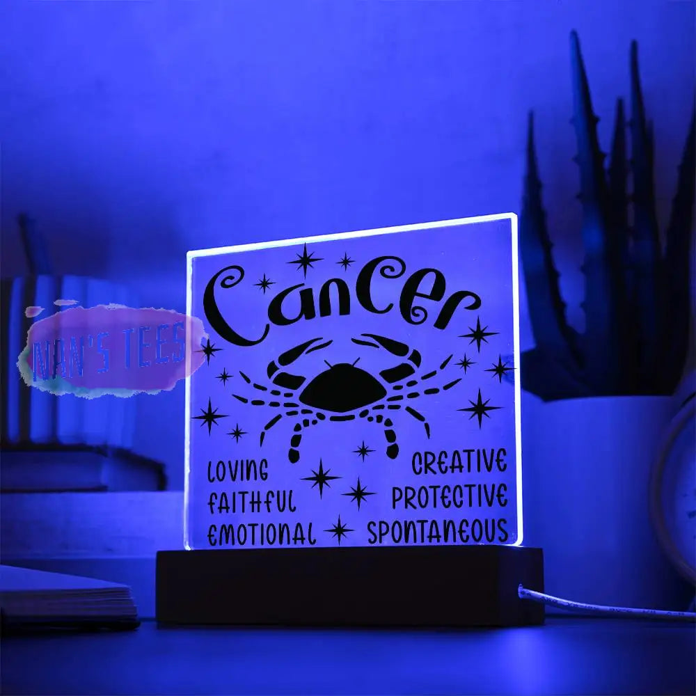 Cancer Zodiac Sign Positive Traits | Acrylic Square Plaque With Led Base Jewelry