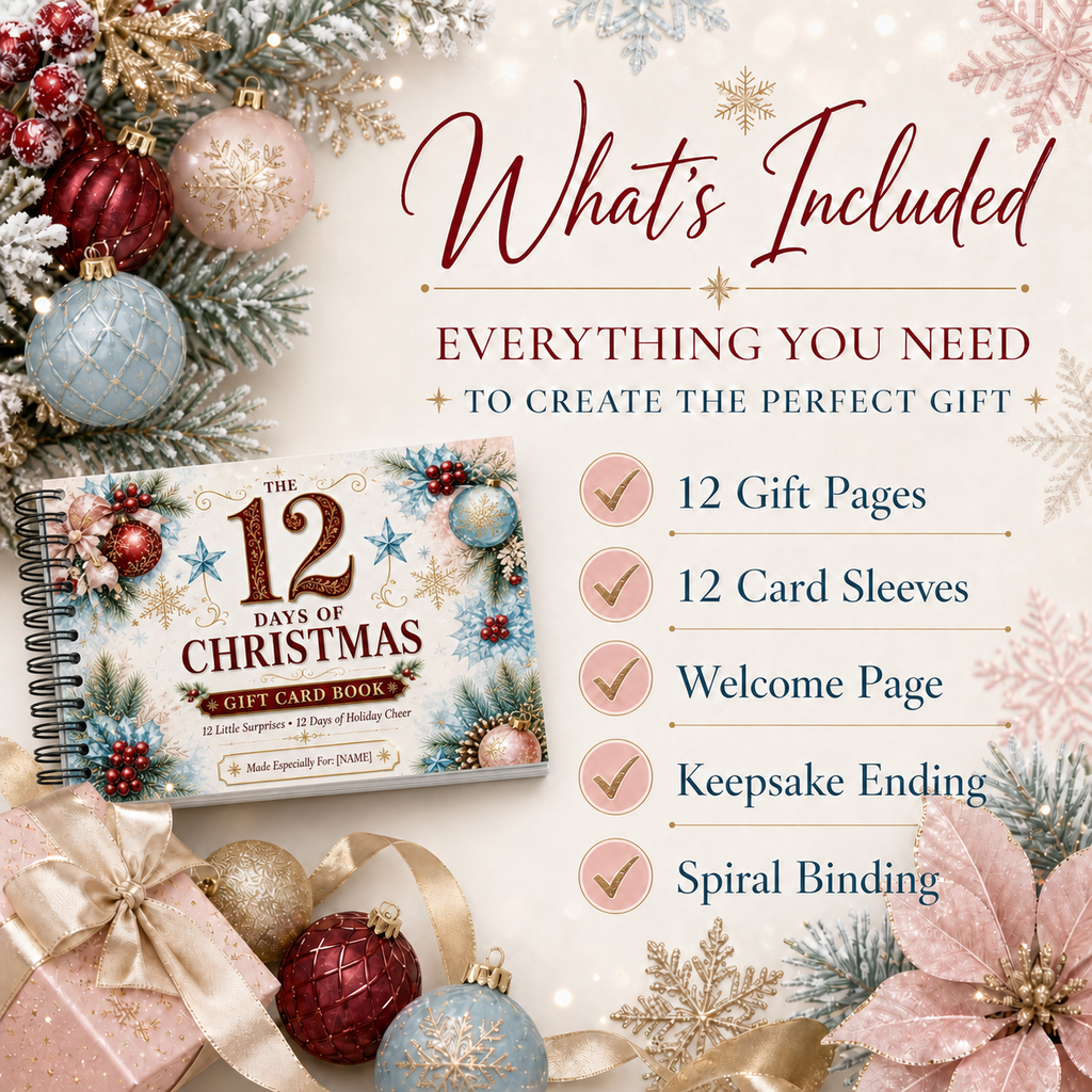 12 Days of Christmas Gift Card Book | Money Holder, Holiday Surprise Pages