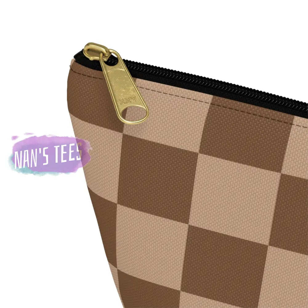 Checkered Accessory Cosmetic Makeup Pouch Travel Bag With T-Bottom Bags