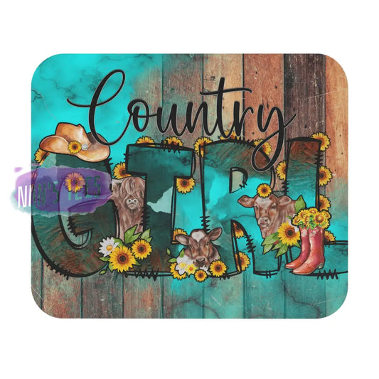 Country Girl Novelty Mouse Pad | Non-Slip Rubber Base Computers Laptop Office 9 × 8 / Rectangle Home