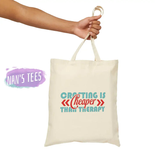 Crafting Is Cheaper Than Therapy | Reusable Cotton Canvas Tote Bag Natural / 13.5 X Bags