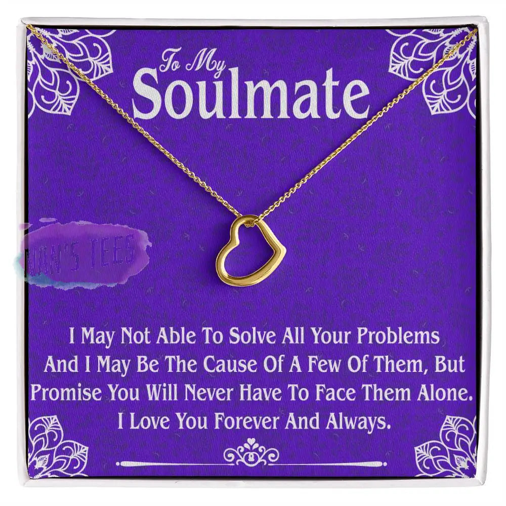 Elegant Delicate Heart Necklace In White Gold Or Yellow | To My Soulmate 18K Finish / Standard Box