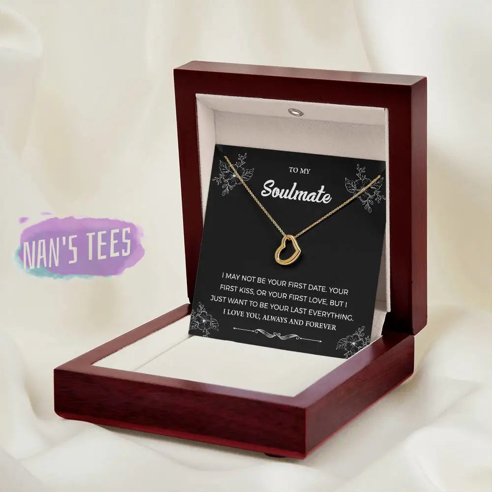 Elegant Delicate Heart Necklace In White Gold Or Yellow | To My Soulmate Jewelry