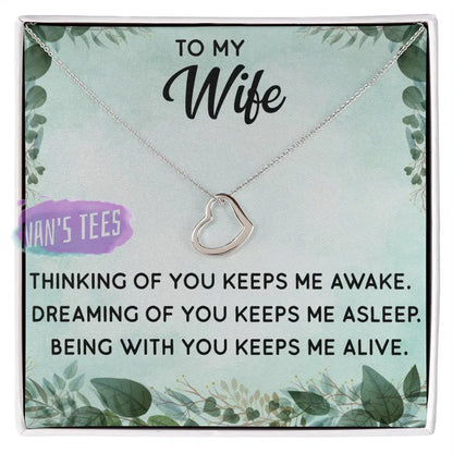 Elegant Delicate Heart Necklace In White Gold Or Yellow | To My Wife 14K Finish / Standard Box