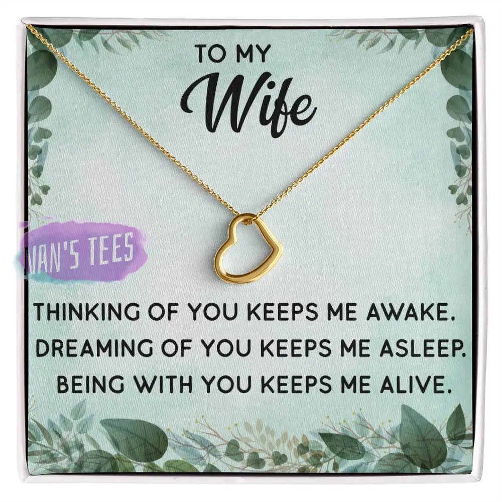 Elegant Delicate Heart Necklace In White Gold Or Yellow | To My Wife 18K Finish / Standard Box