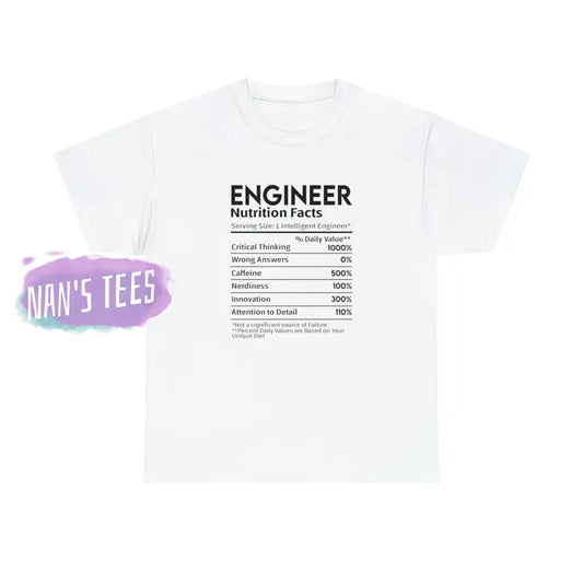 Engineer Nutrition Facts Short Sleeve Unisex Heavy Cotton Graphic Tee White / S T-Shirt