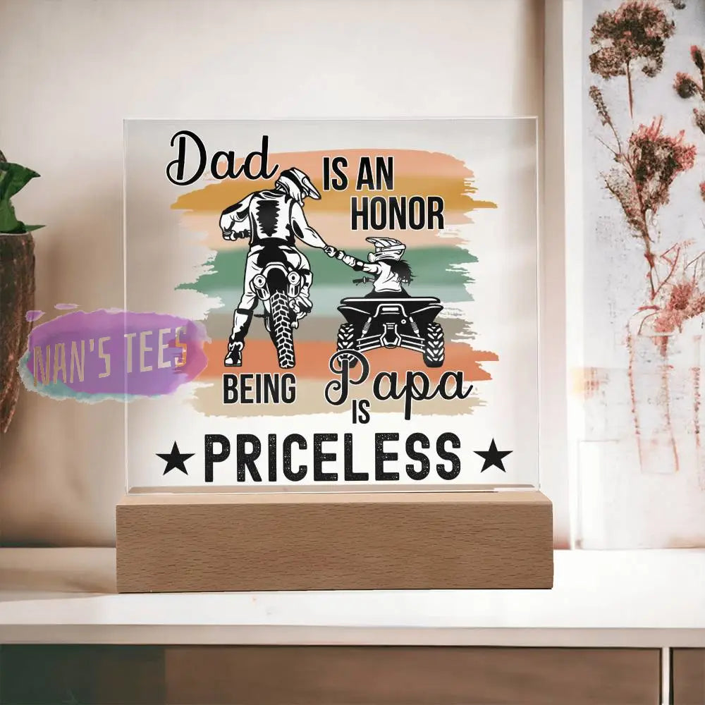 Father And Daughter Acrylic Square Plaque | Being Papa Is Priceless Home Decor