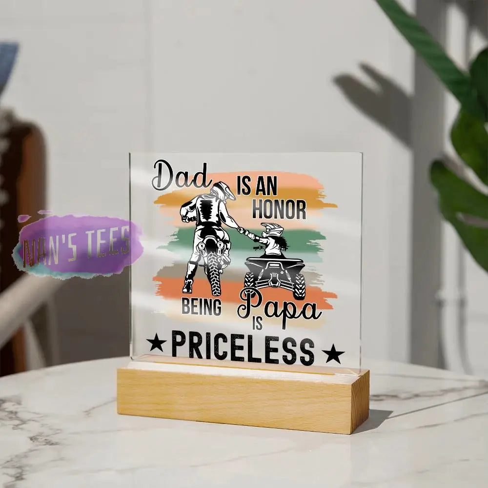 Father And Daughter Acrylic Square Plaque | Being Papa Is Priceless Home Decor