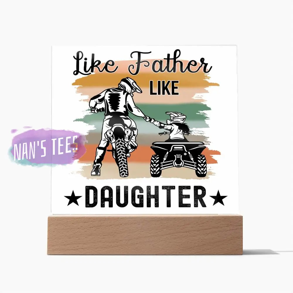 Father And Daughter Acrylic Square Plaque | Like Wooden Base Home Decor