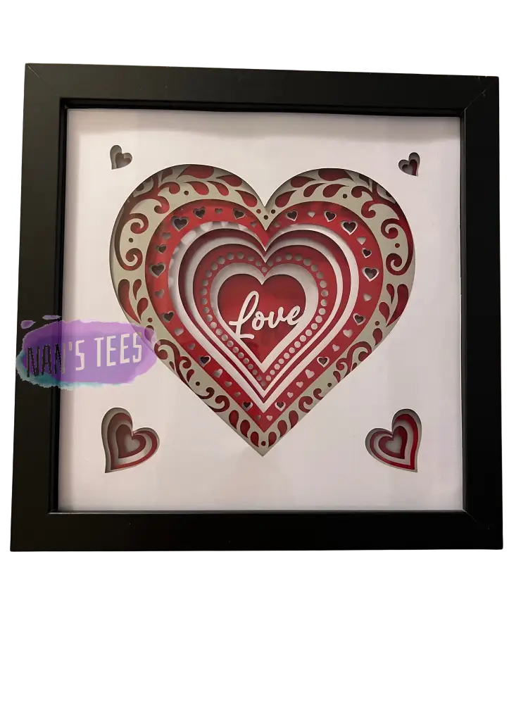 Framed 3D Layered Paper Love Wall Decor Art Valentines Day Mothers Black