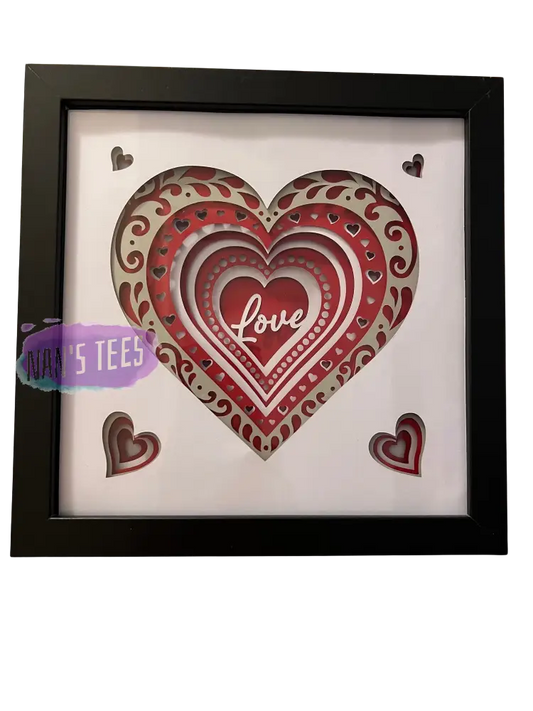 Framed 3D Layered Paper Love Wall Decor Art Valentines Day Mothers Black