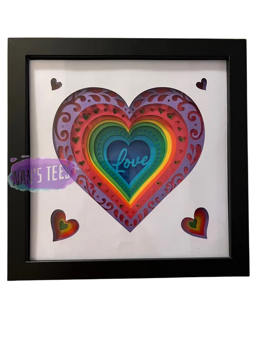 Framed 3D Layered Paper Love Wall Decor Art Valentines Day Mothers Black