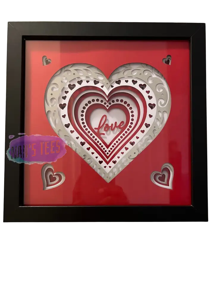 Framed 3D Layered Paper Love Wall Decor Art Valentines Day Mothers Black