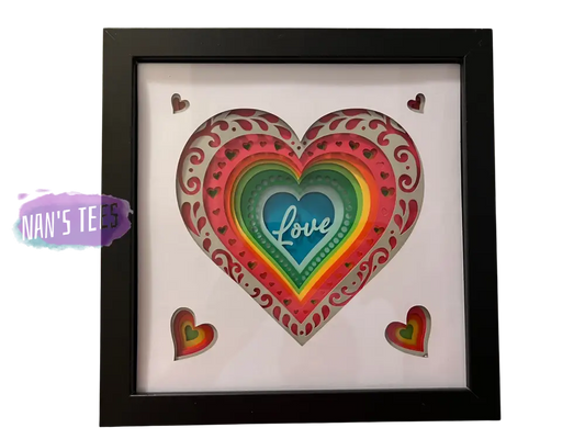 Framed 3D Layered Paper Love Wall Decor Art Valentines Day Mothers Black