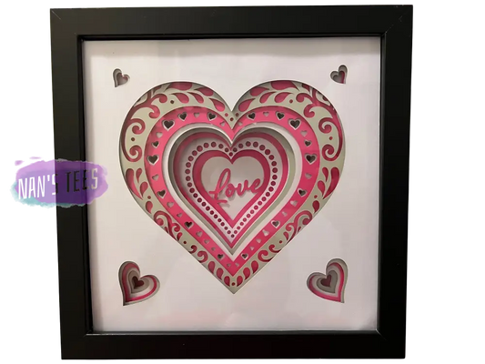 Framed 3D Layered Paper Love Wall Decor Art Valentines Day Mothers Black