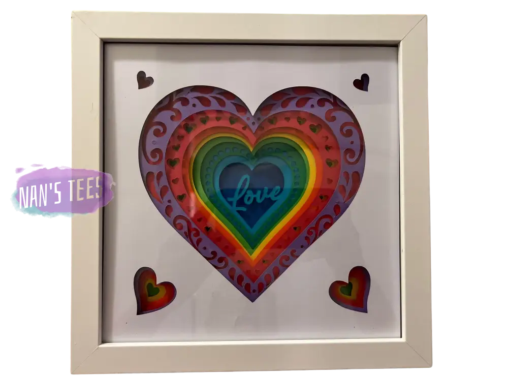 Framed 3D Layered Paper Love Wall Decor Art Valentines Day Mothers White