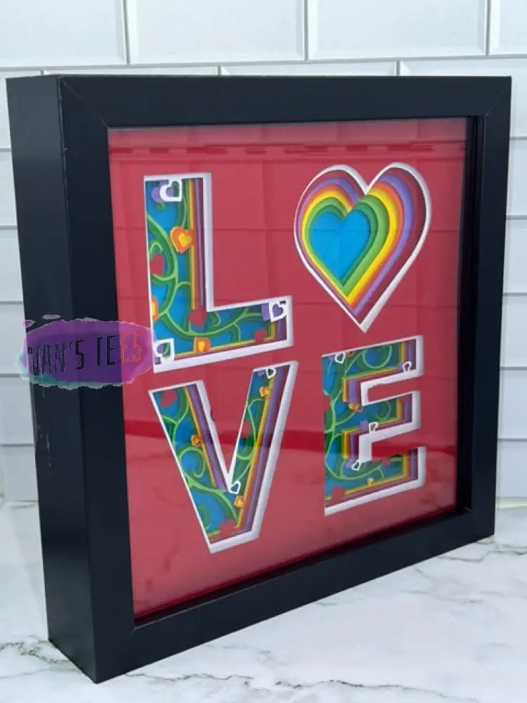 Framed 3D Layered Paper Love Wall Decor Botanical Art Floral Valentines Day Mothers