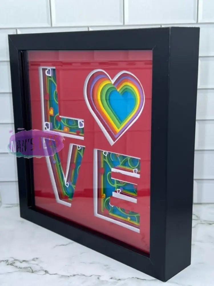 Framed 3D Layered Paper Love Wall Decor Botanical Art Floral Valentines Day Mothers