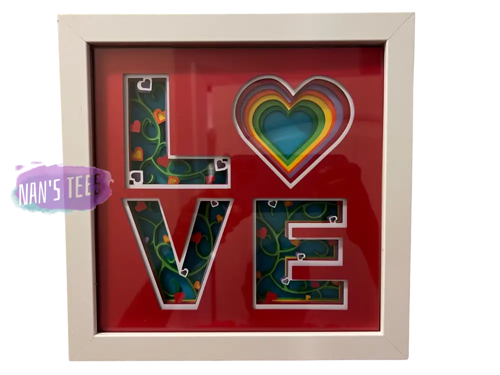 Framed 3D Layered Paper Love Wall Decor Botanical Art Floral Valentines Day Mothers White